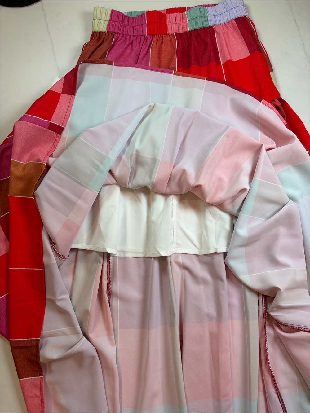 Colorblock Red Patchwork Maxi Skirt - Picture 2 of 4
